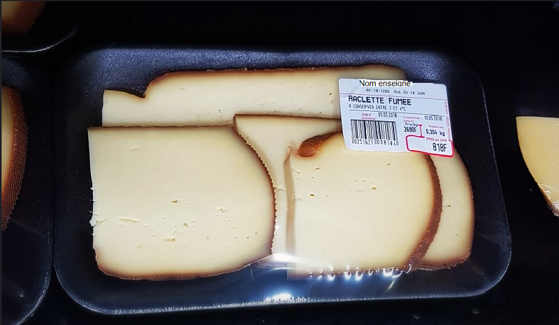 fromage à raclette préemballé balance étiqueteuse